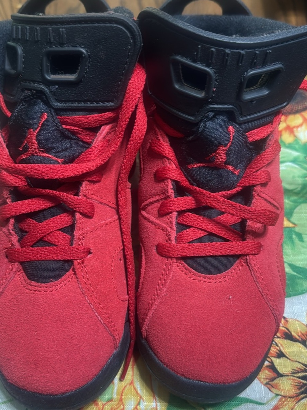 Jordan Kids Red and Black Retro Basketball Sneakers